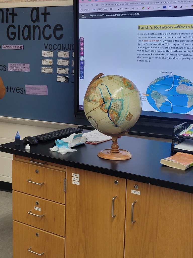 6th Science- today we learned about the coriolis effect and what happens as the Earth spins.
