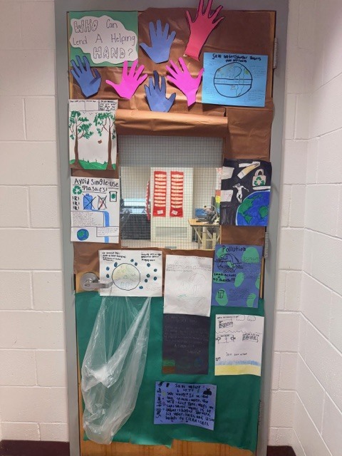 decorated door for Earth Day