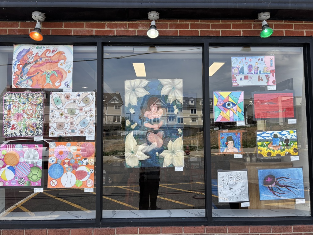 Another Amazing Display of our Keyport Highschool ART 1 & Art 2 Art work down town !!!! Great Job