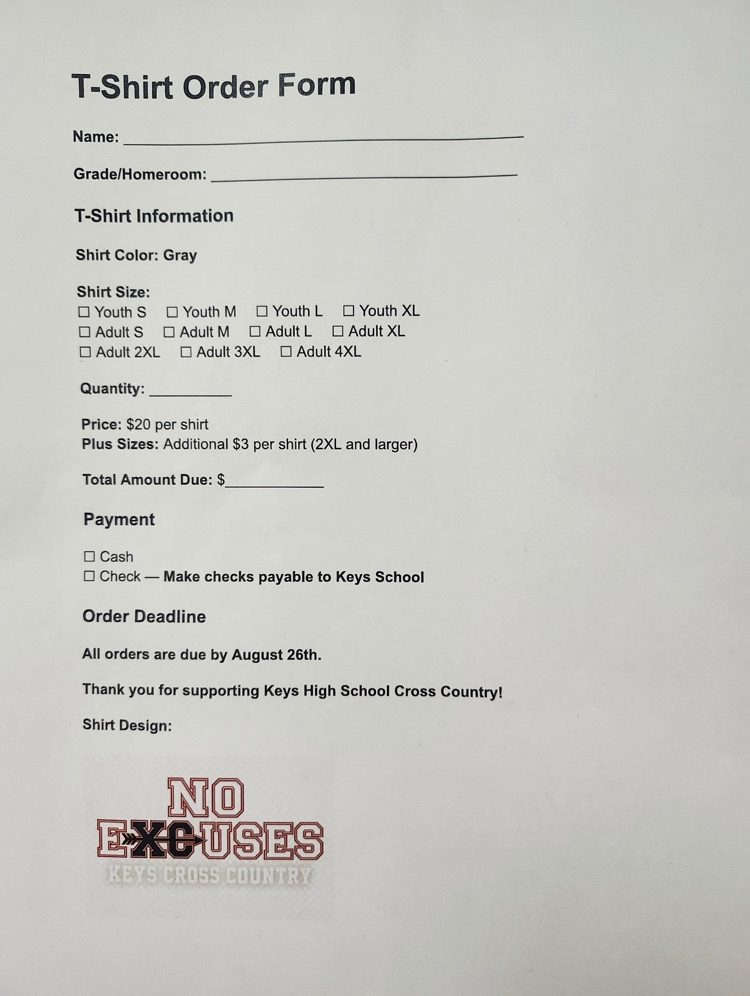 T-shirt order form.
