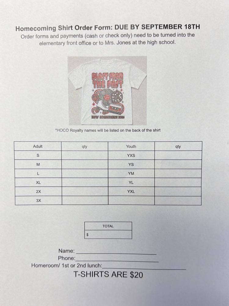 Homecoming T-Shirt Order Forms