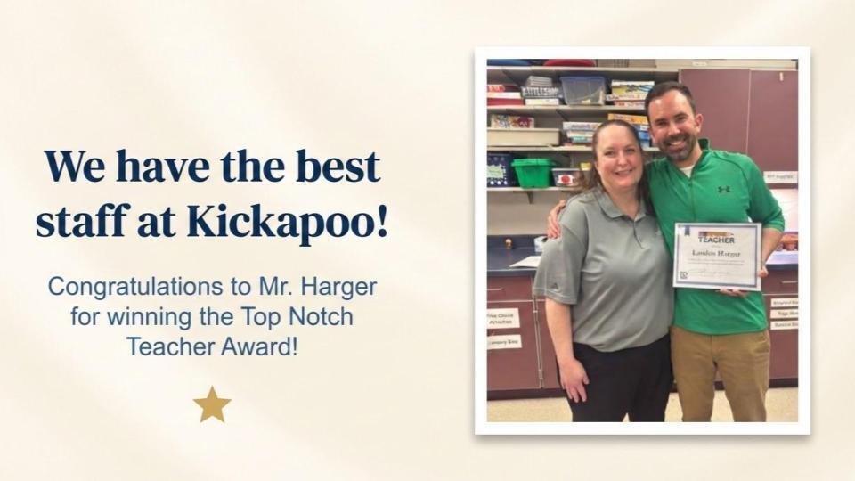Mr. Harger name Top Notch Teacher