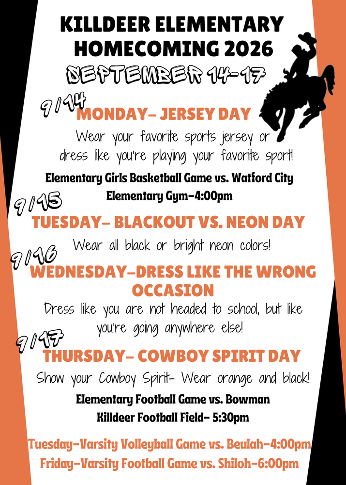 Killdeer Elementary Homecoming Dress-Up Days!