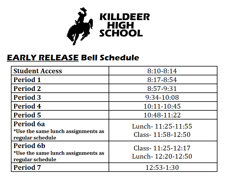 25-26 Early Release Bell Schedule