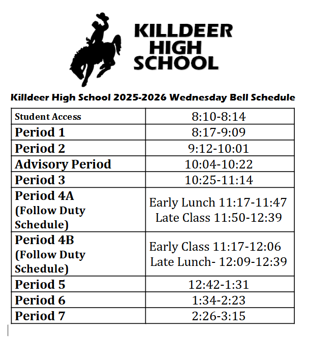 25-26 Wednesday Bell Schedule