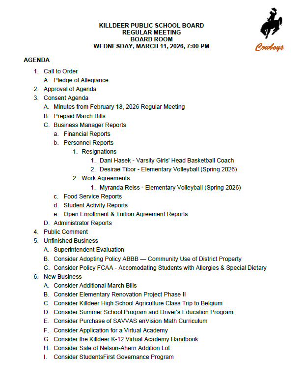 Agenda 3-11-26