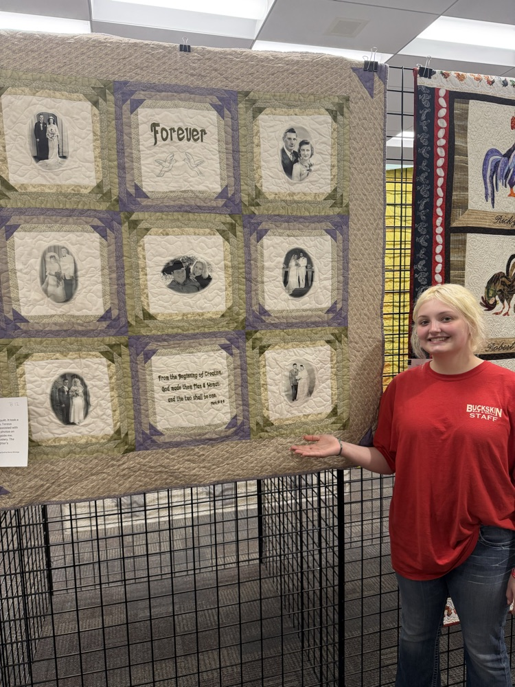 student with sewing project 