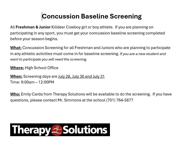 If you are a freshman, junior athlete or you are new to the school district and plan on playing sports this message is for you.