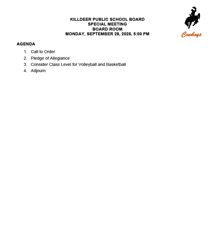 Agenda 9-28-26 Special Meeting