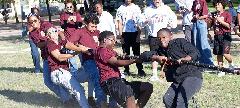 JROTC cadets compete in tug-of-war