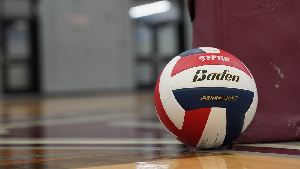A volleyball on the court