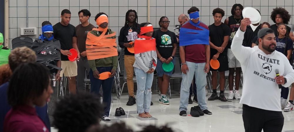 Blindfolded student-athletes