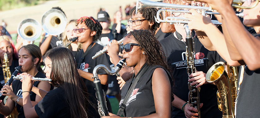 marching showcase at Hood Stadium