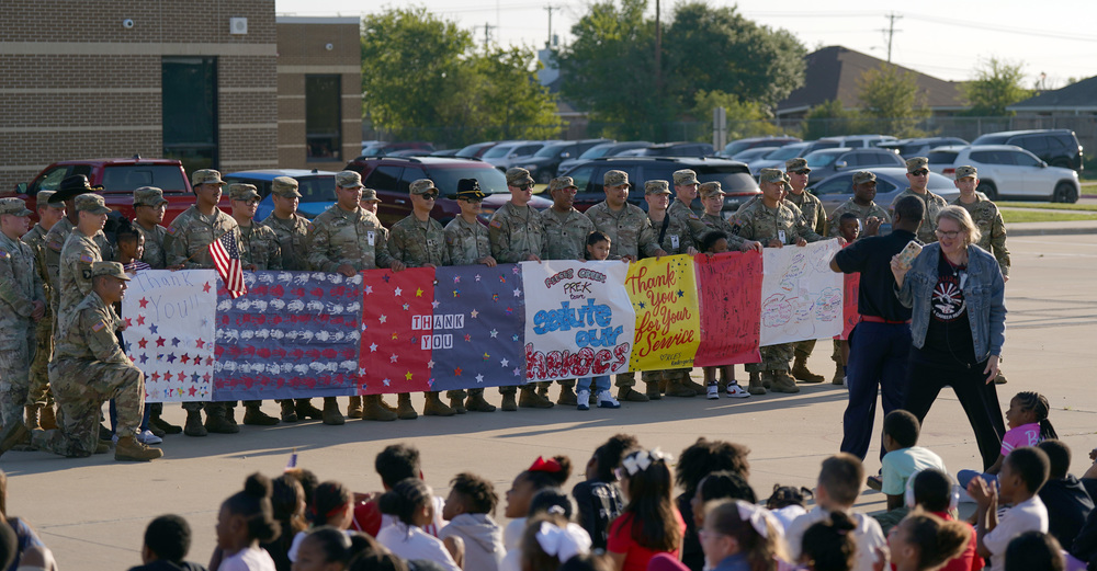 Soldier hold banner