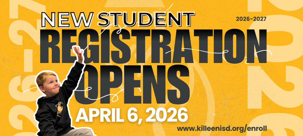 Registration for new-to-KISD students for the 2026–2027 school year opens April 6. Families can get started today at www.killeenisd.org/enroll.   