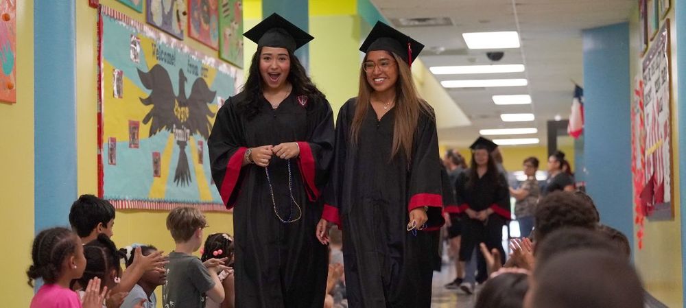 Seniors walk the hallway