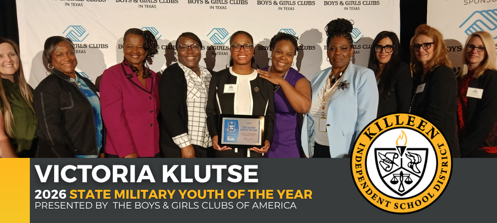 "Victoria Klutse 2026 State Military Youth of the Year presented by the boys and girls clubs of America" group of women and young lady holding award smiling at the camera
