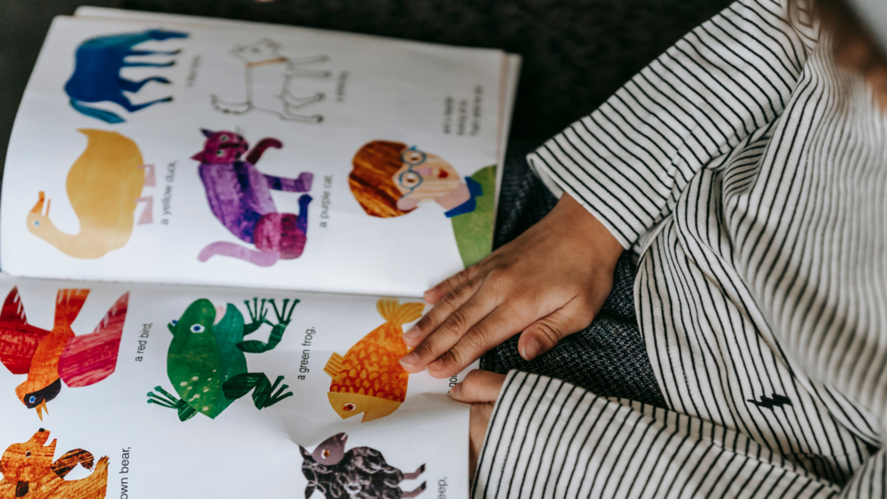 child reading book