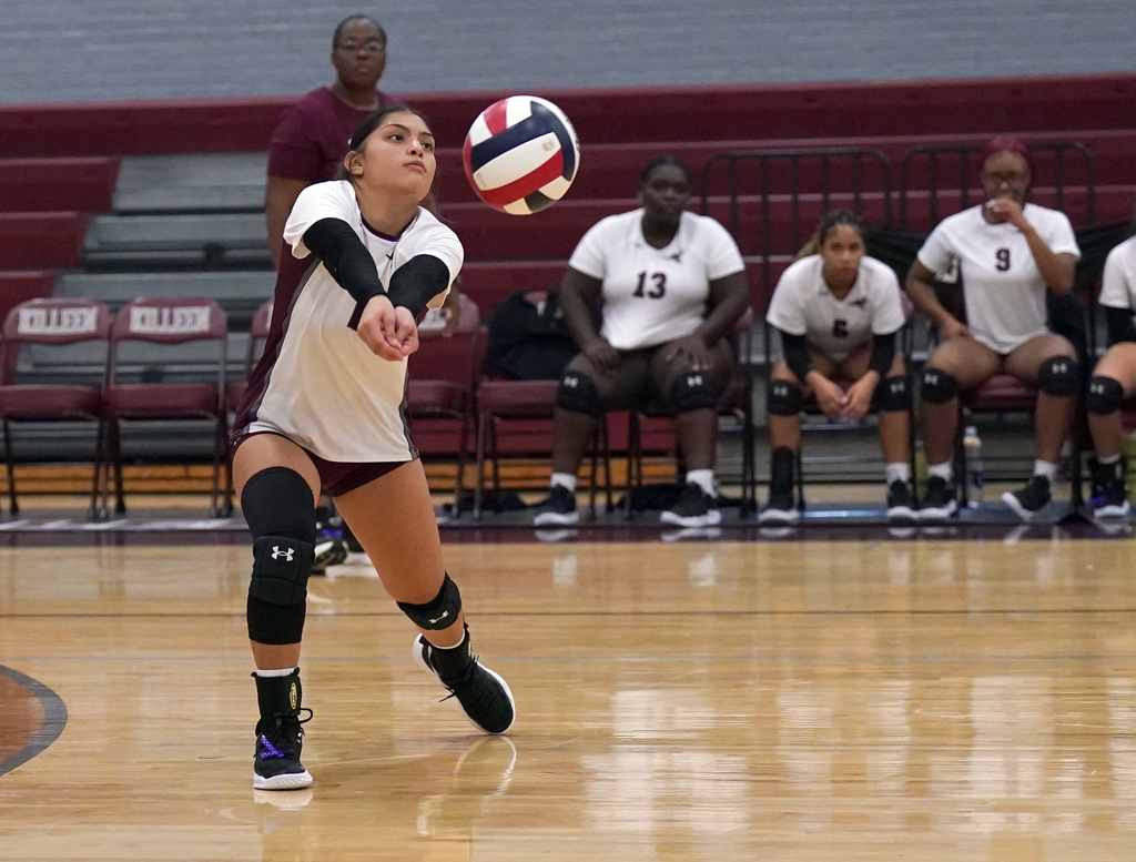 KHS volleyball back row dig