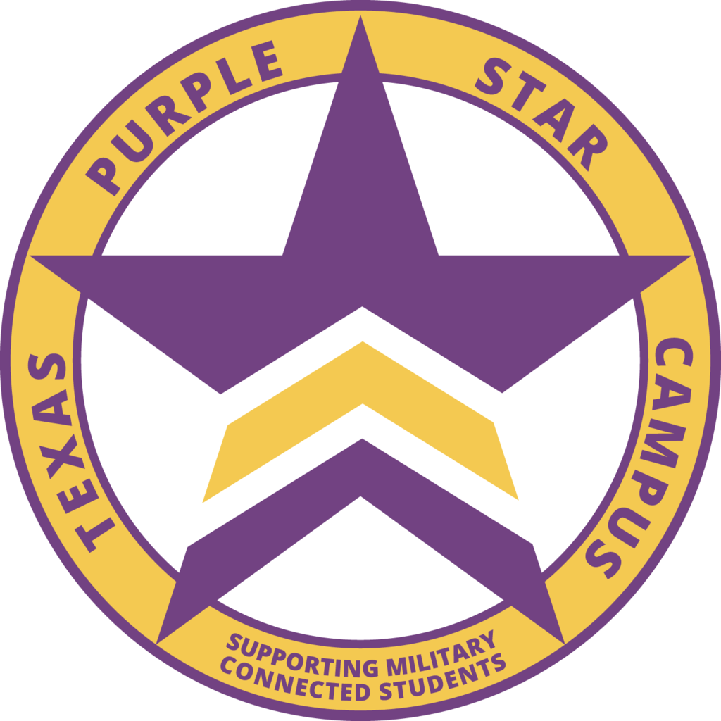 purple yellow white emblem with star