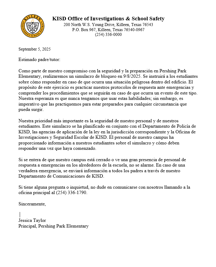 Parents/Guardians, please see the attached notice regarding a scheduled lockdown drill happening on Monday, September 8th. Thank you!