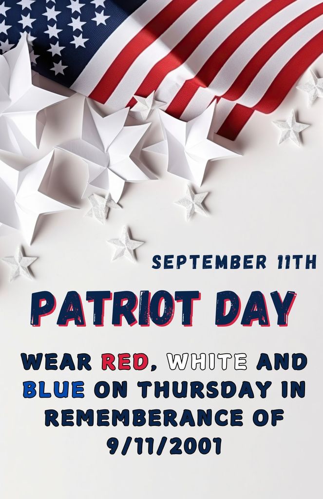 Wear Red, White and Blue on Thursday, September 11th. 