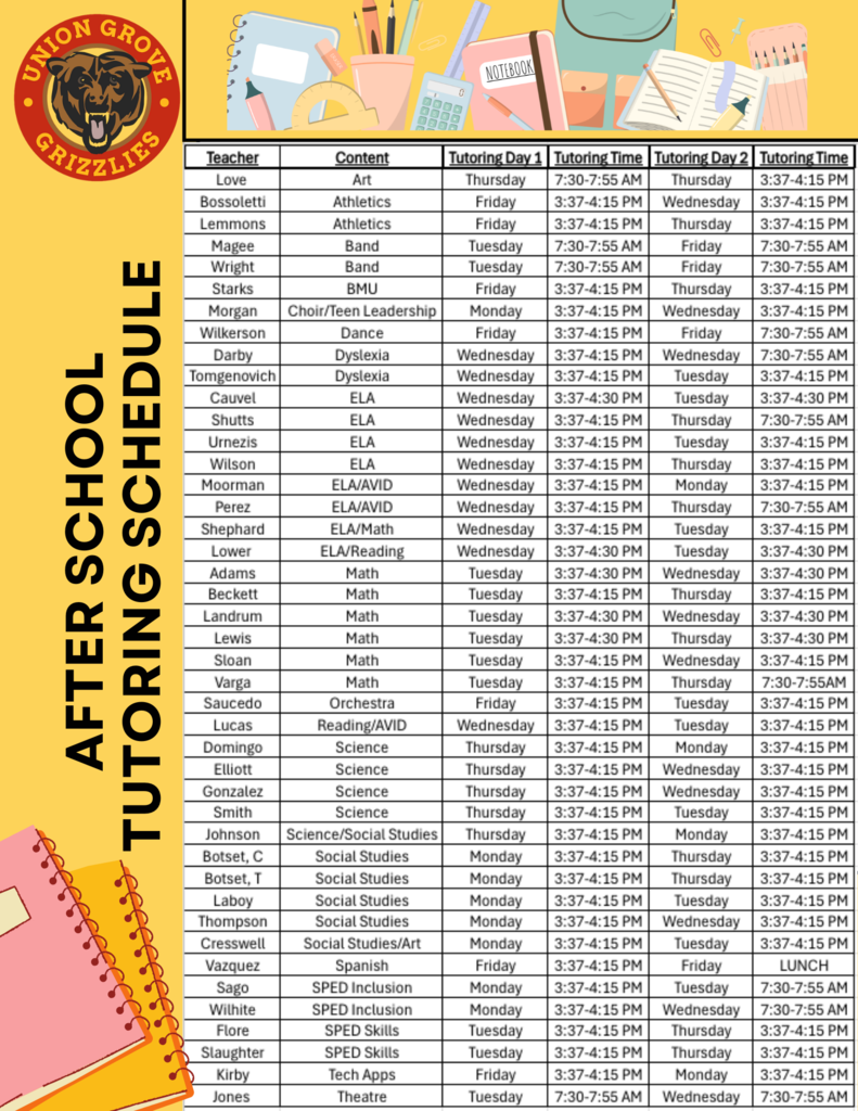Tutor schedules