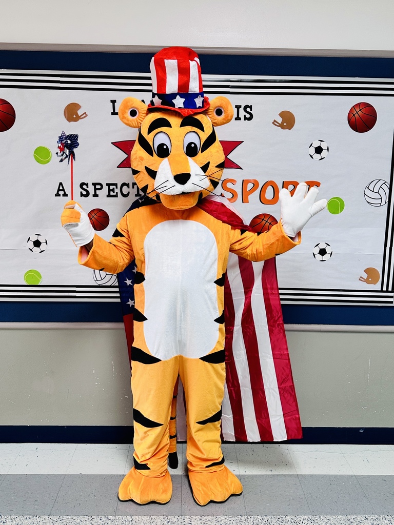 Tiger mascot in American patriotic costume