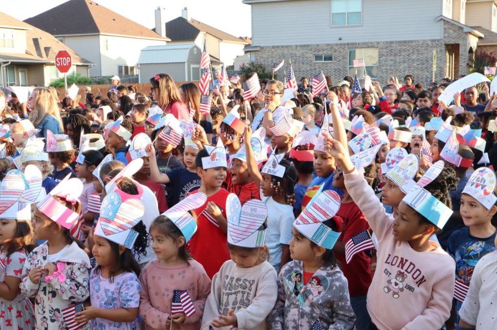 students with flags