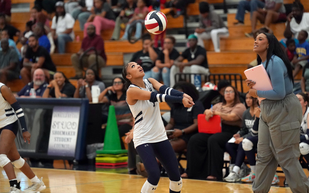 SHS player bumps the ball