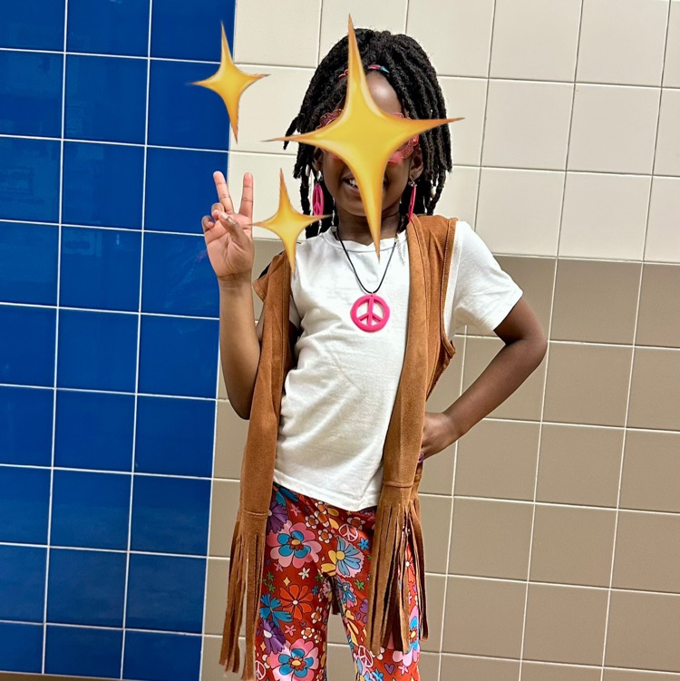 student dressed from the 60s