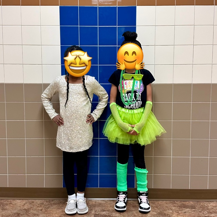 students dressed in 80s era