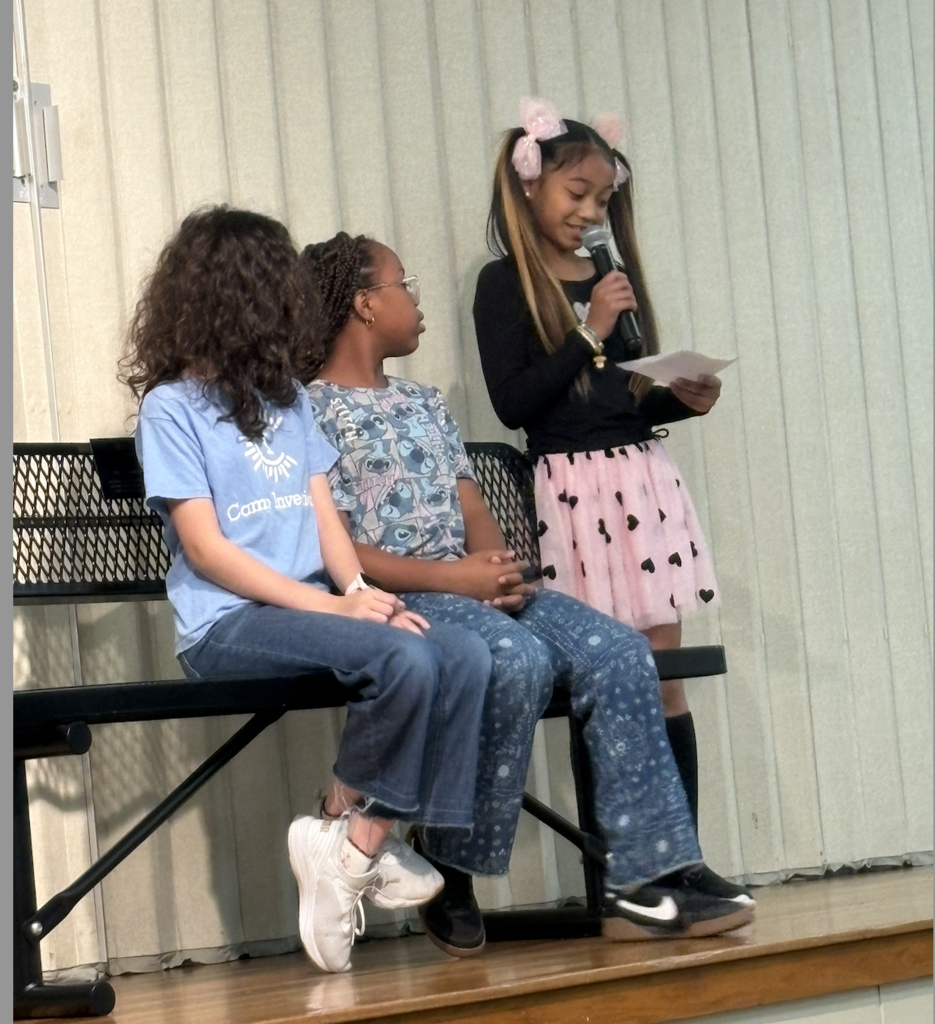 students with a microphone