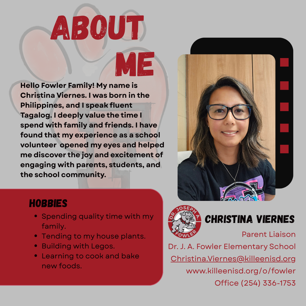 heart with paw print and photo of Ms. Viernes, parent liaison