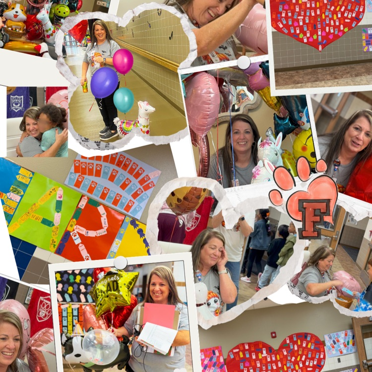 photos of Mrs Hardy, balloons, hearts