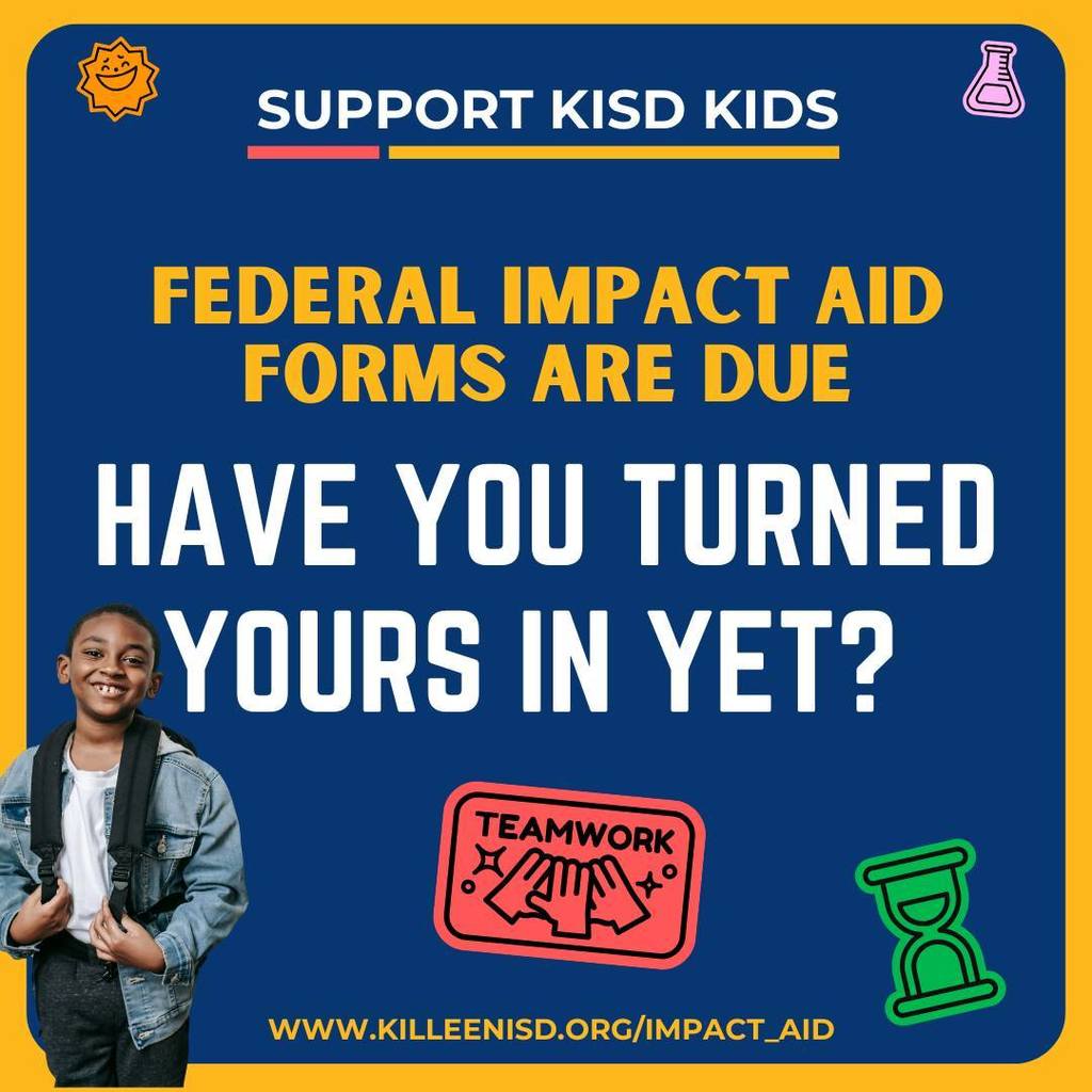 📢 KISD Families, if you are federally-connected, in the military, OR a civilian working on Fort Hood or another federal property (like the VA in Temple), your participation counts! Every returned form makes a difference and helps KISD receive the funding our schools deserve. ✅ Please review, sign, and return today!