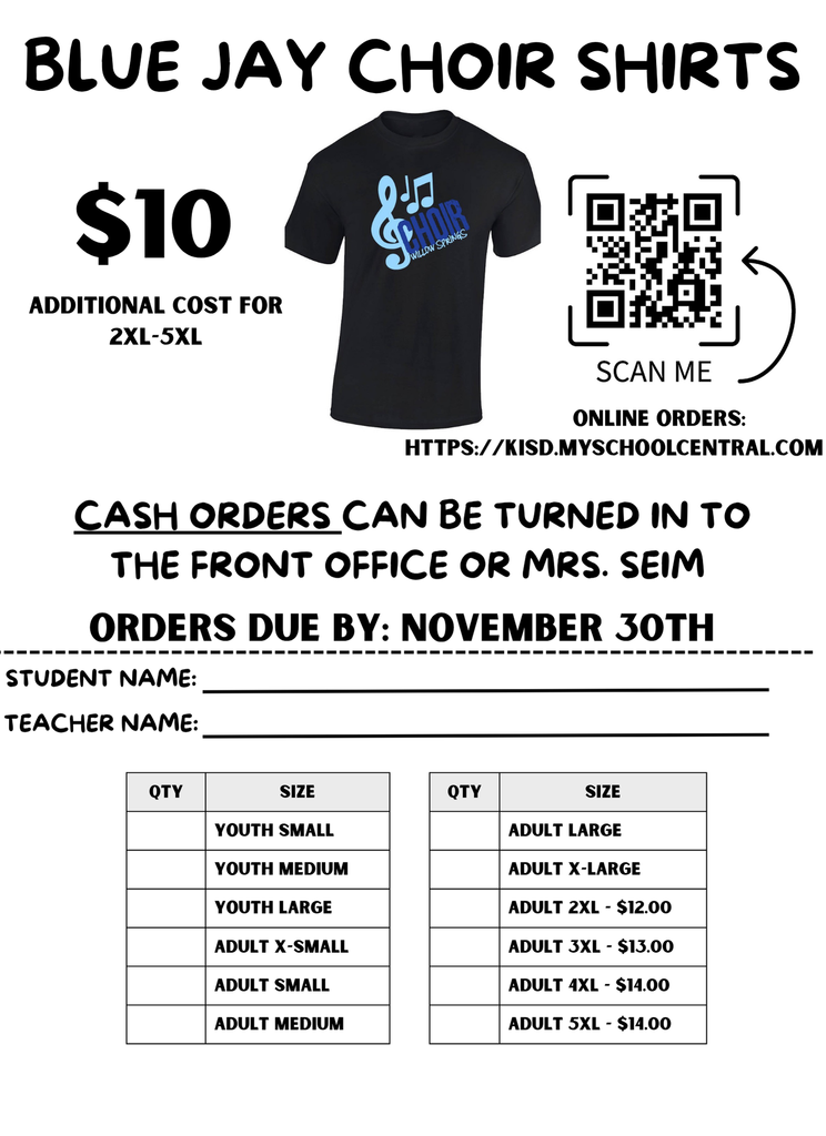 Show your school spirit and support our Blue Jay choir!