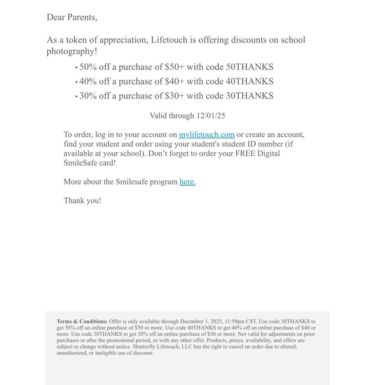 discount for school pictures