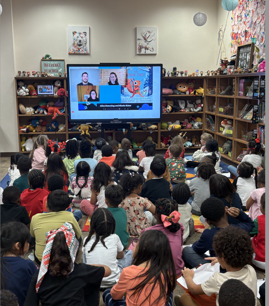 Students listing to story