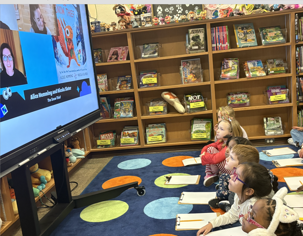 Students listening to story