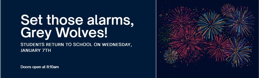 We are so excited to see you and kick off another great day together!  🕢 Doors Open: 7:30 AM — don't be late!  🚪 Entrances: Door 40 and Door 2 (same as always)  📵 Quick Reminders:      We are a device-free school    No electronics during the school day    No Meta glasses allowed    All devices must be out and visible as you walk through the doors in the morning, then placed in a Yondr pouch or turned in for the day.  ✨ New day. Fresh start. Big Grey Wolf energy.    We can't wait to see you on campus!  #GreyWolfNation #WelcomeBack