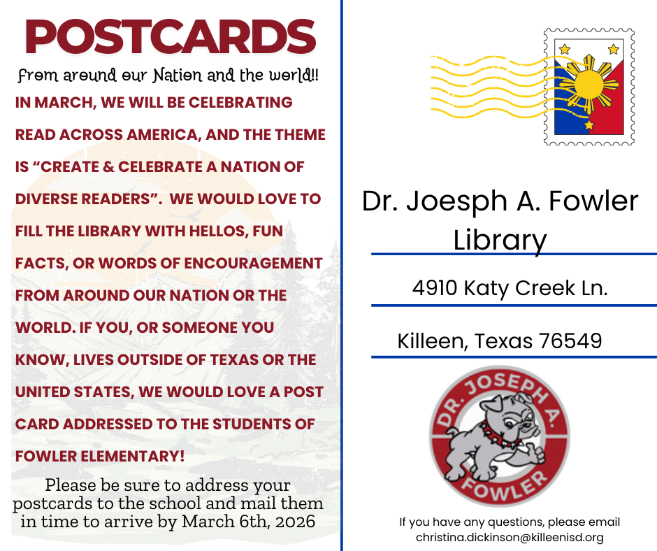 postcard addressed to Fowler Elementary