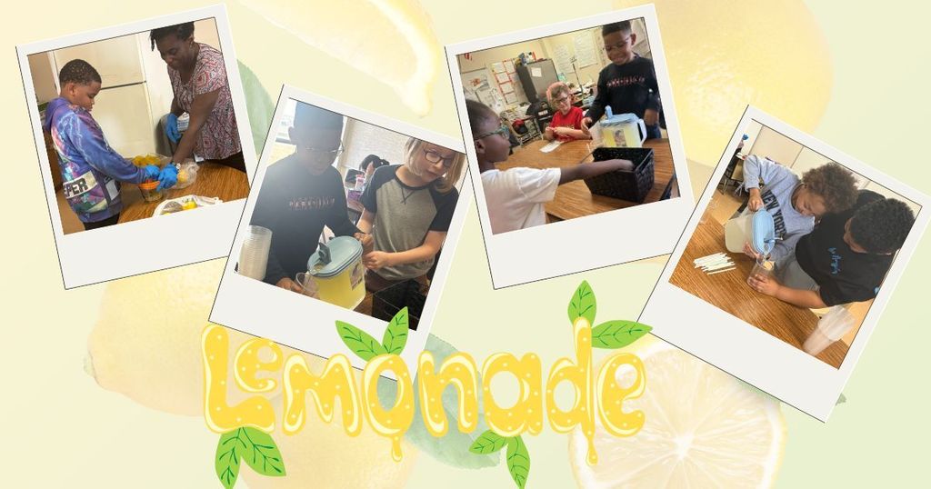 Collage of students hosting lemonade stand