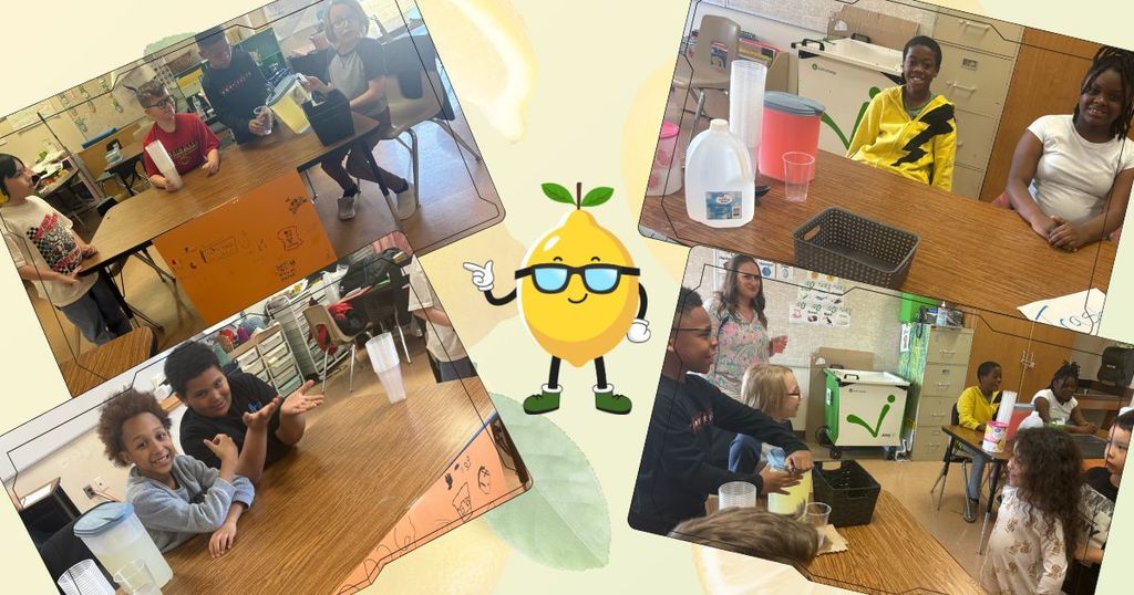 Collage of students hosting lemonade stand