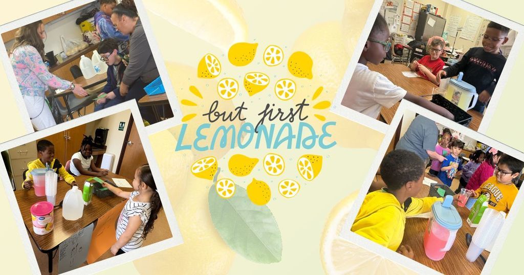 Collage of students hosting lemonade stand