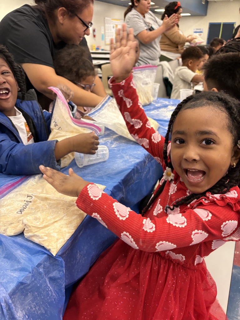 students and families making bread in a bag
