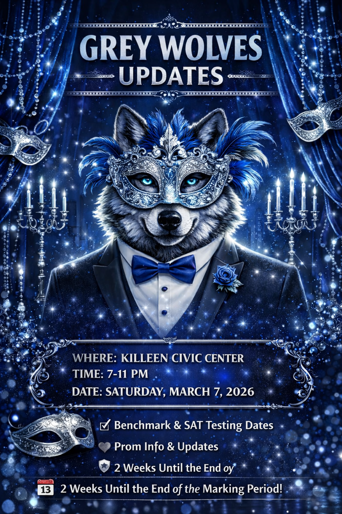We are officially TWO weeks away from the end of the marking period, and this is the time to lock in and level up! 💪📚  In this week’s newsletter you’ll find: ✔️ Benchmark & SAT testing dates ✔️ Prom information 💃🕺 ✔️ Important campus reminders ✔️ Ways to help your student finish strong  Our students continue to make us proud, and we are focused on safety, preparation, and excellence as we head into the final stretch of the grading period.  📲 Read the full newsletter here: https://app.smore.com/n/mtwer4  Let’s keep building momentum, Grey Wolf Nation!