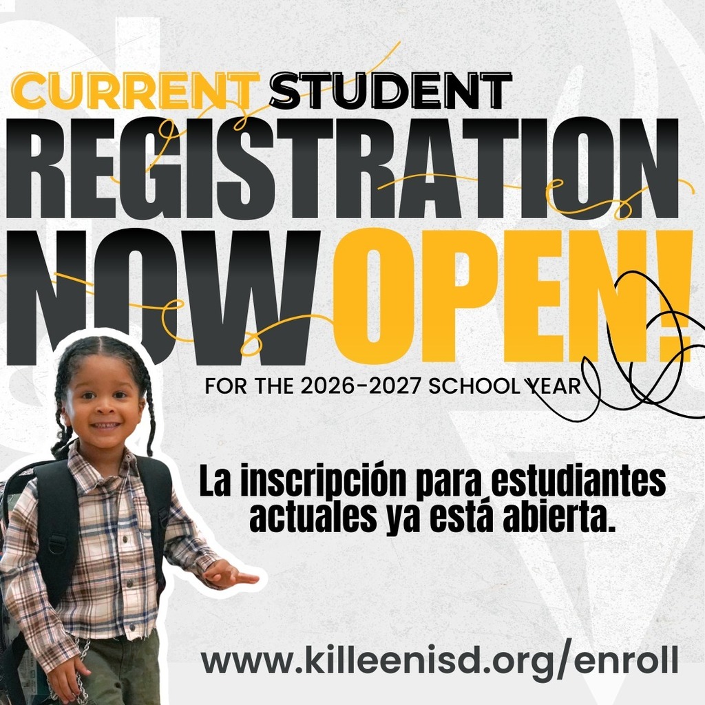 🍎 Registration for the 2026–2027 school year is still open for current students. If you haven’t completed it yet, please log into Home Access Center and submit your student’s registration as soon as possible. This quick step helps campuses plan and prepare for next year. Access HAC here: www.killeenisd.org/hac Note: New-to-KISD student registration opens April 6th.