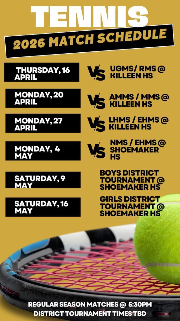 Tennis Match Schedule 2026