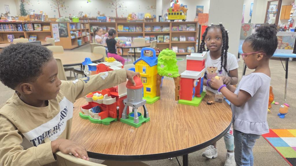 Kids playing with centers